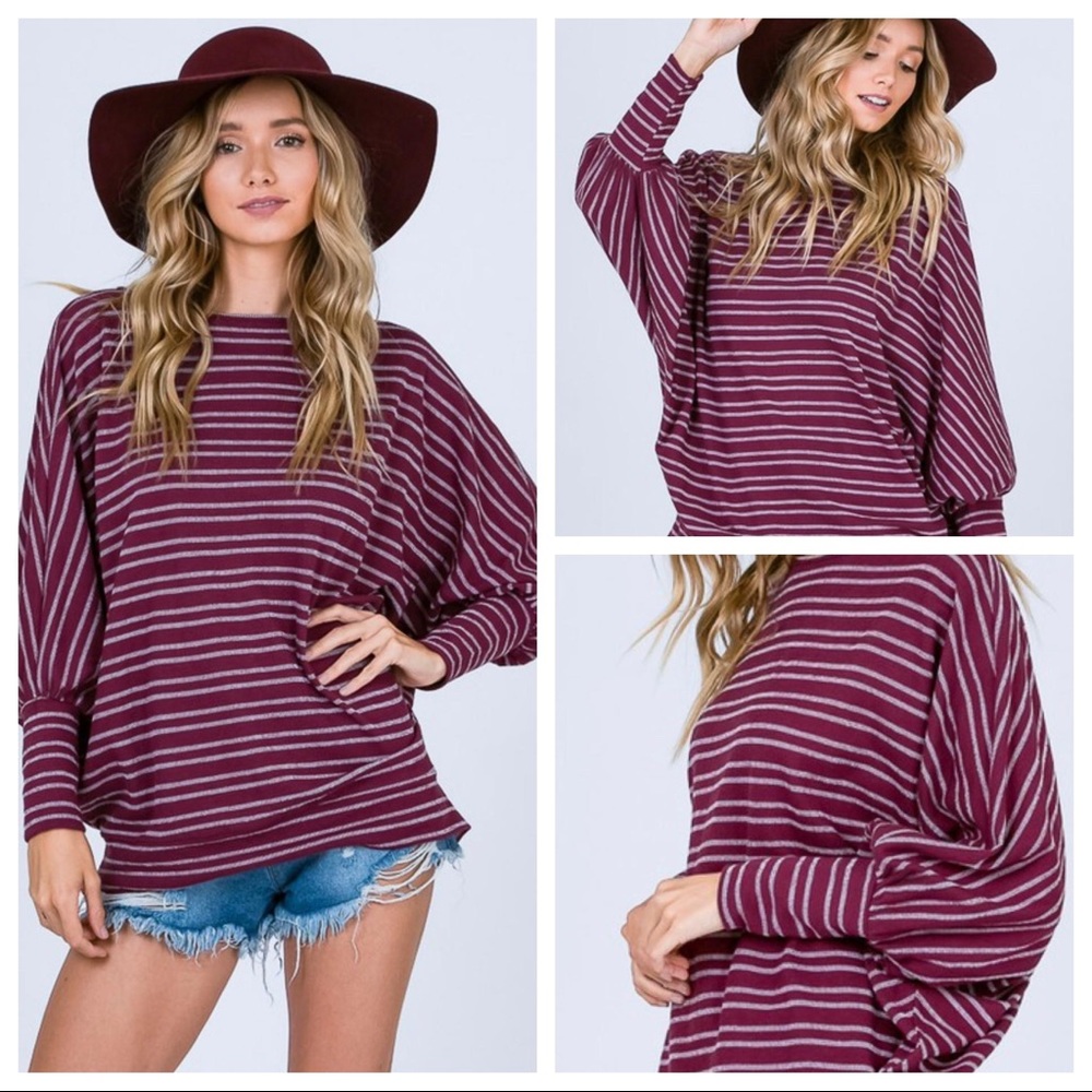 Burgundy Striped Top